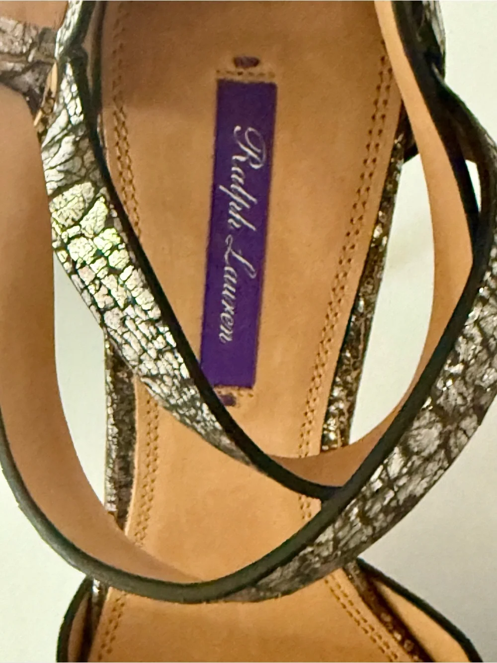 Ralph Lauren Collection Crackled Metallic Silver Stiletto High Heels 120mm 39B